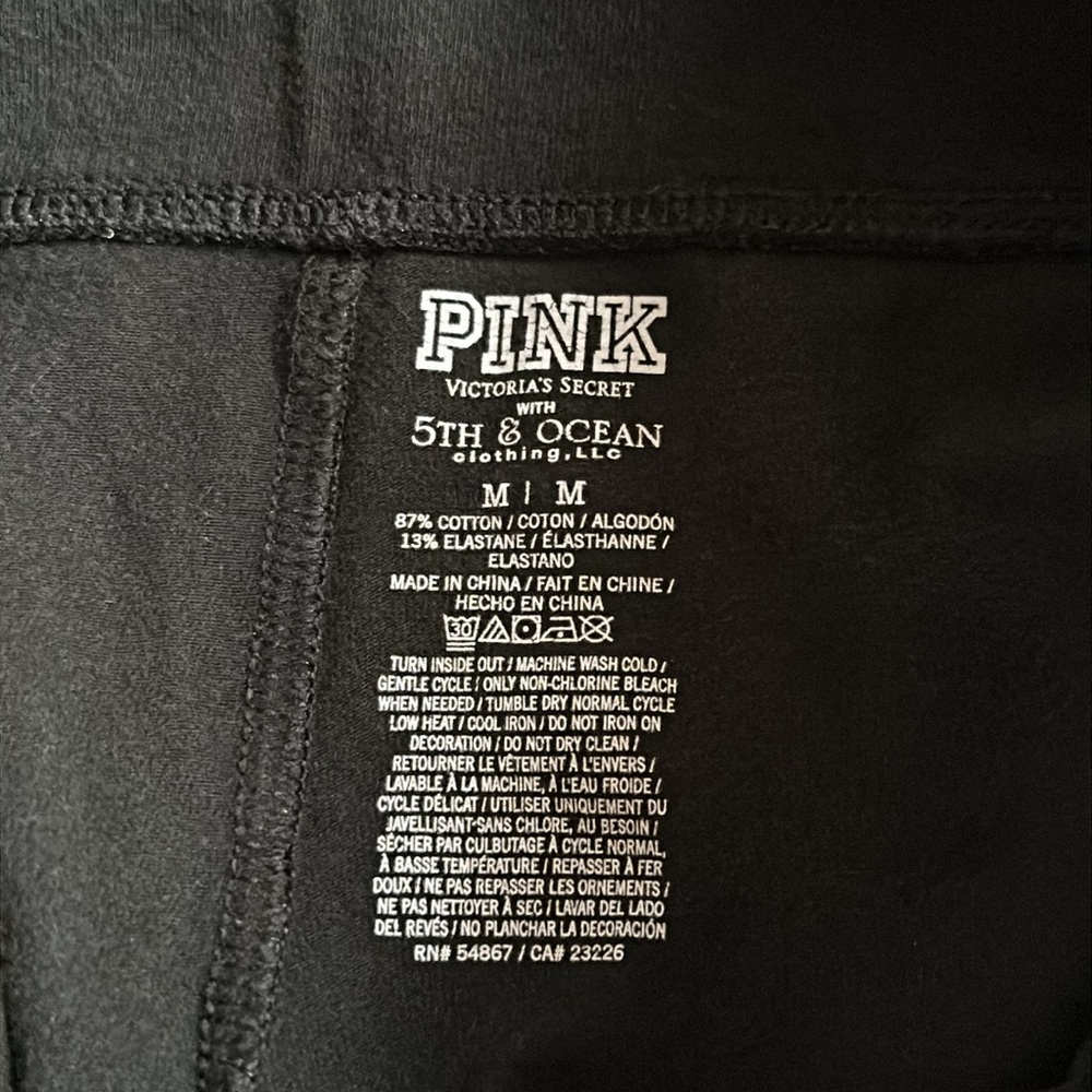 Victoria’s Secret Pink White Sox Sequin Bling Black Cropped Capri Leggings MLB M - Picture 7 of 7